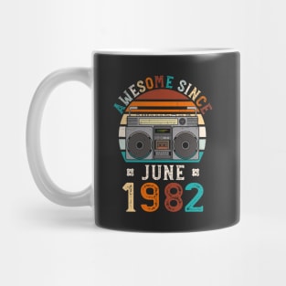 Funny Birthday Quote, Awesome Since June 1982, Retro Birthday Mug